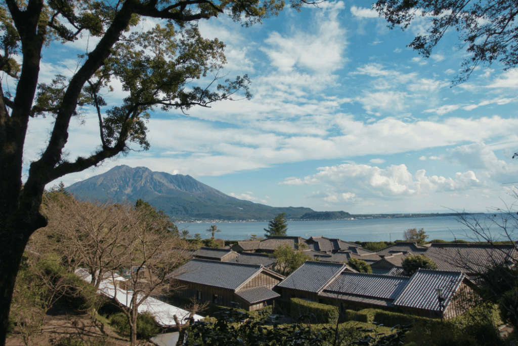 仙巖園、櫻島火山
